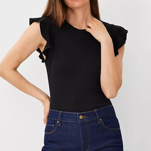 Ann Taylor Ruffle Cap Sleeve Top - Picture 1 of 10